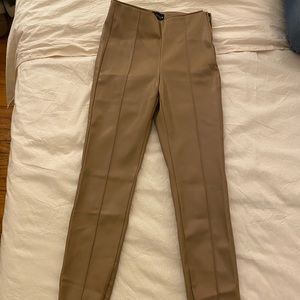 Zara tan leather pants